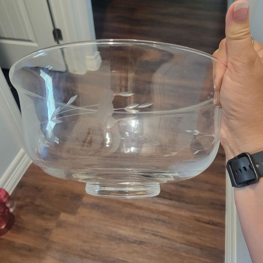 Princess Heritage Collection Crystal Serving Bowl Etched Footed Salad Fruit